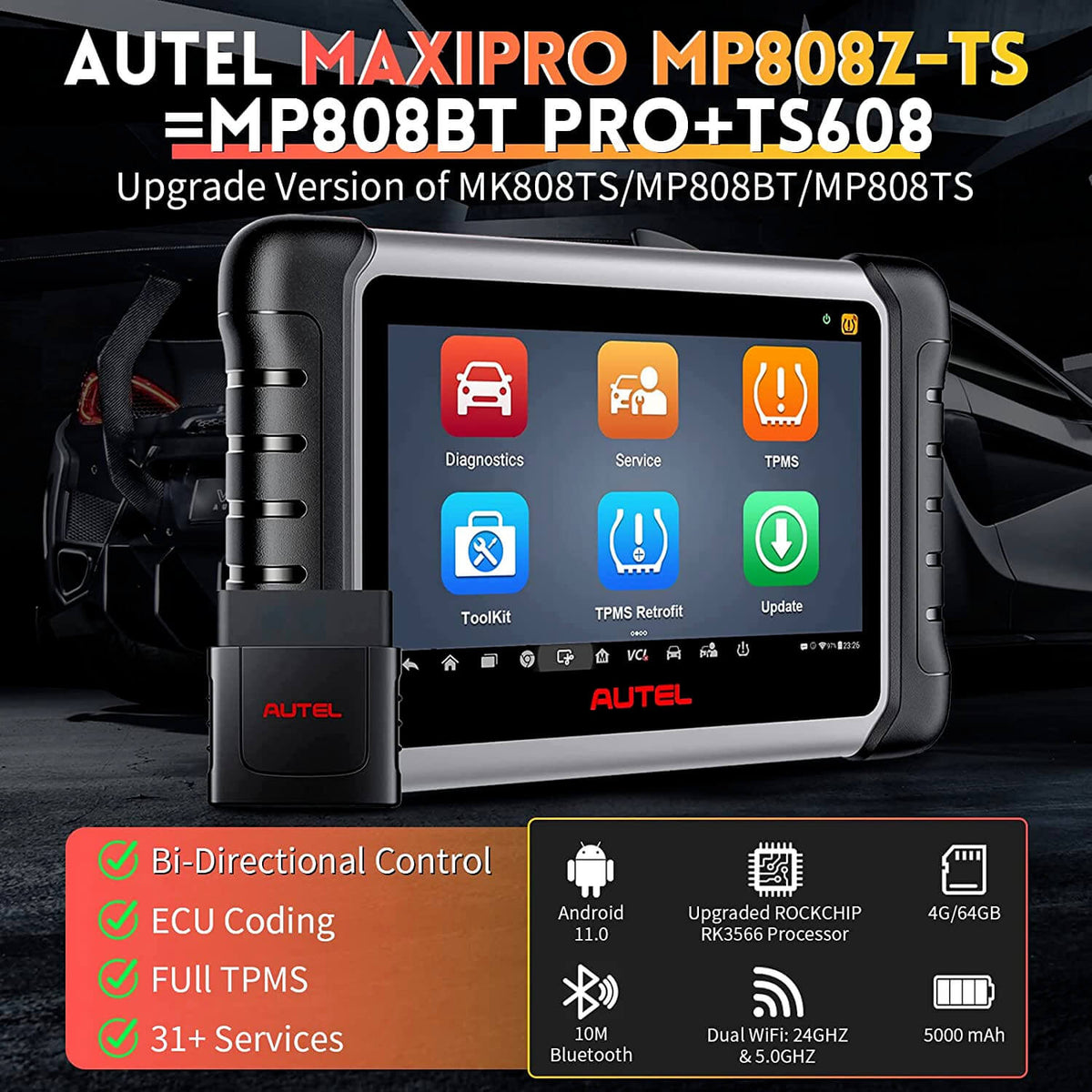 [2 Years Update]Autel Scanner MaxiPRO MP808Z-TS All System