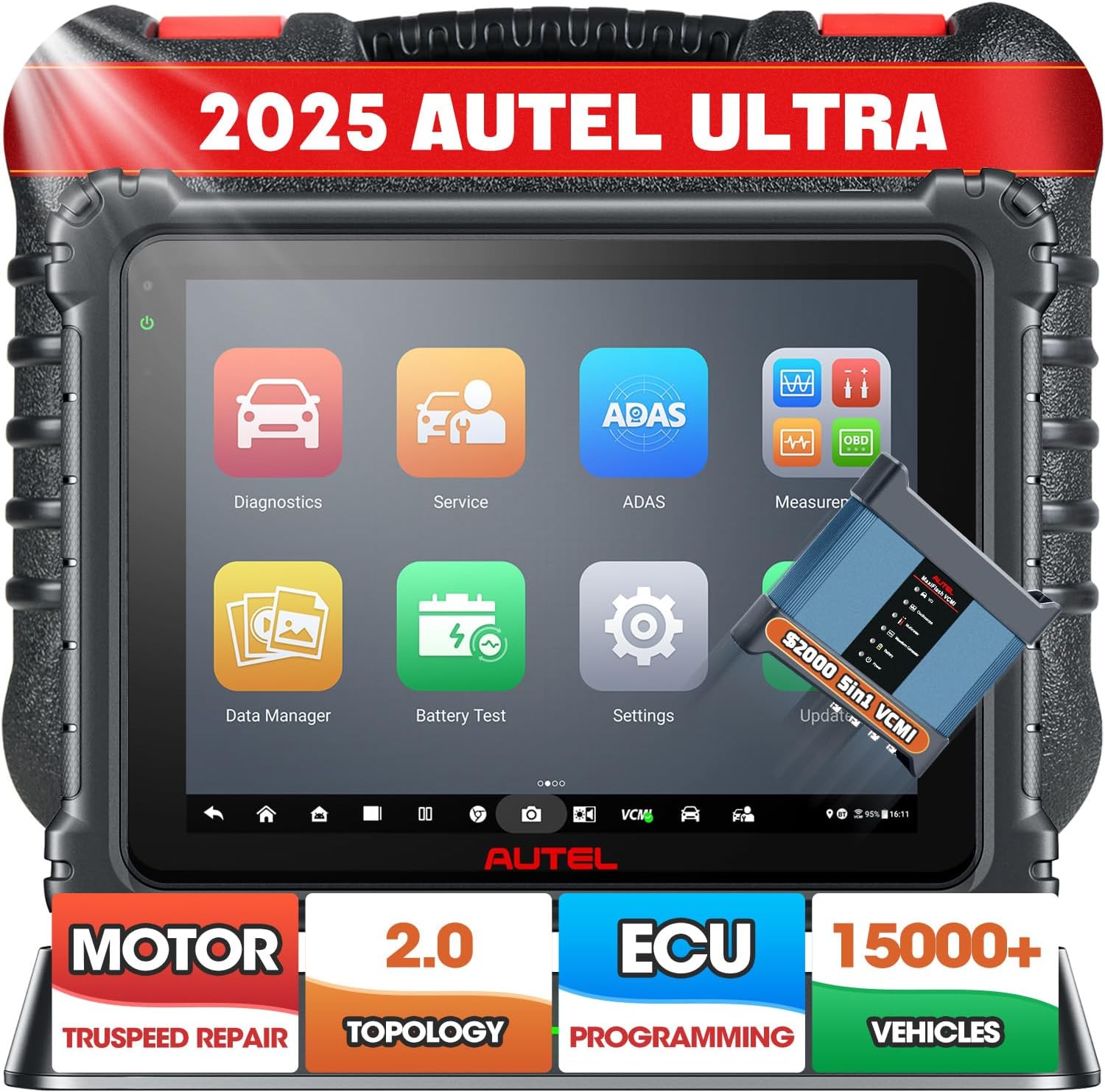 Autel MaxiSys Ultra Scanner 2025 Upgraded of MS919/ MS909/ Elite II, Intelligent Diagnostic Scan & Repair Tool, [$2000 5-in-1 VCMI], ECU Programming & Coding, Topology, Multitask, 40+ Services