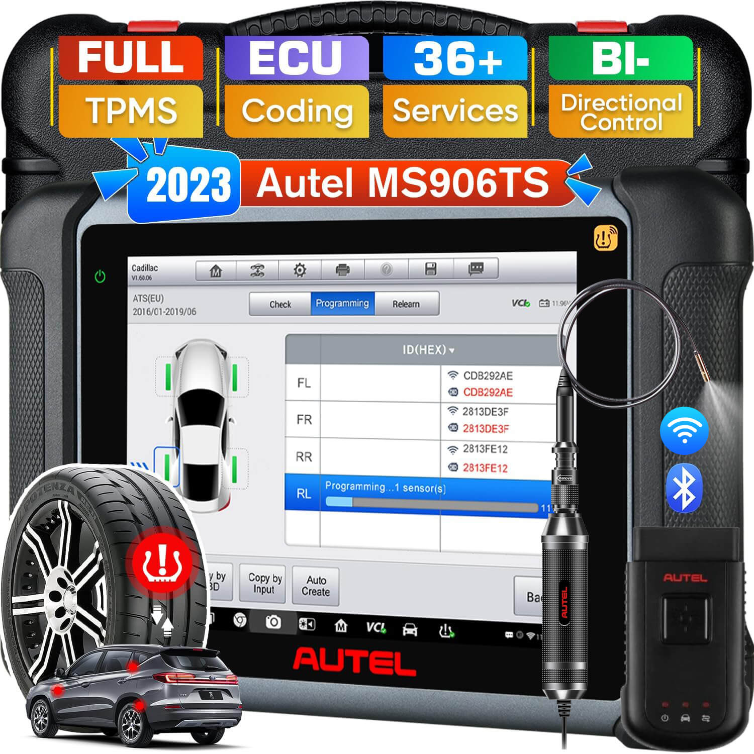Autel MaxiSys MS906 Pro-TS: 2023 Top TPMS Programming Relearn Tool, ECU Coding Diagnostic Scanner, Level-up of MS906 Pro MS906TS MS906BT MK908, Bi-dir - 1
