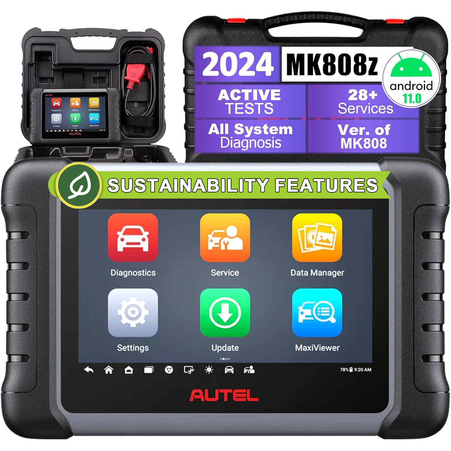 Autel MaxiCOM MK808Z OBD2 Scanner, Android 11 Bi-Directional Car Diagnostic Tool,  Code Reader Key Coding TPMS with All System Diagnosis Service.Upgraded of MK808 / MX808