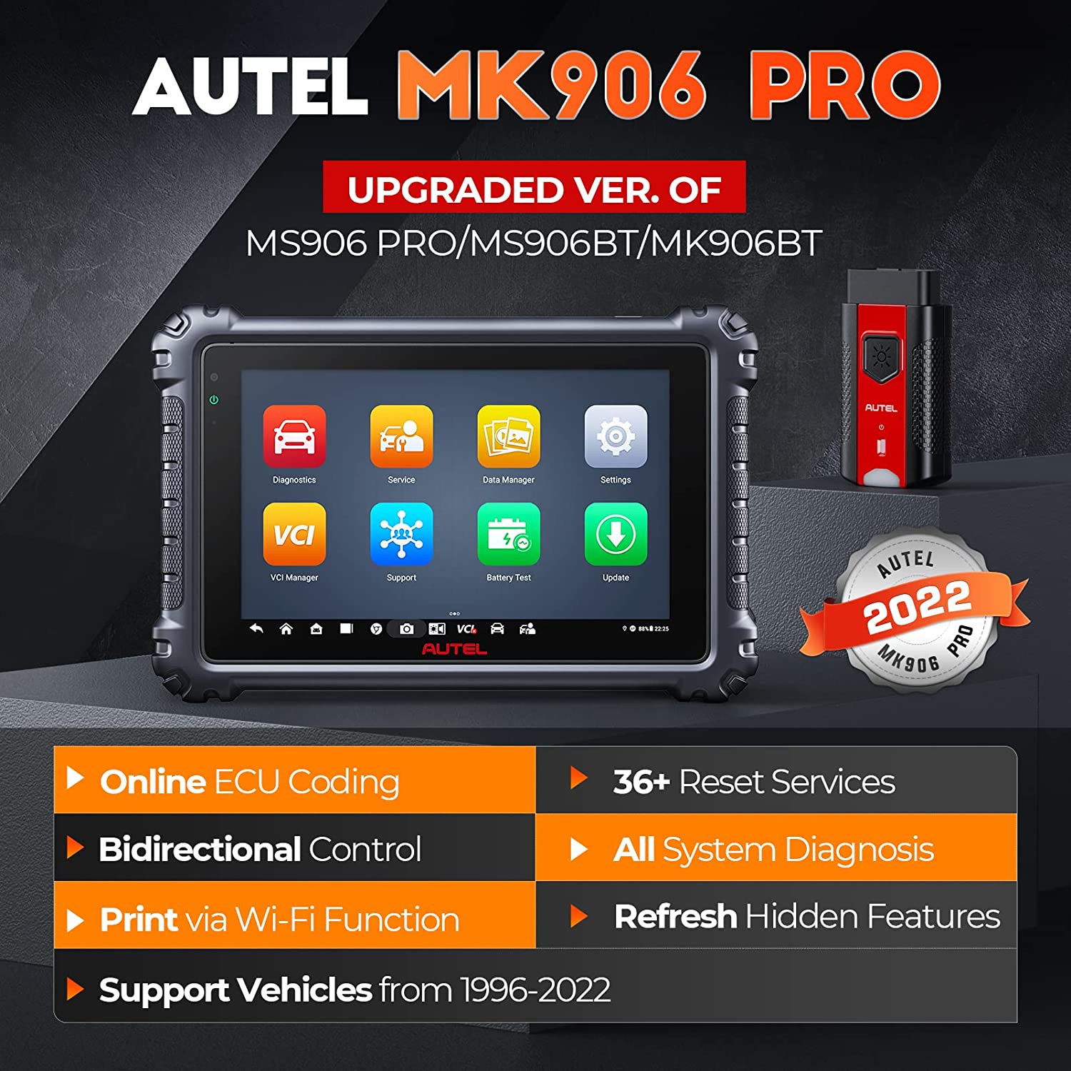 Autel Mk906bt OBD2 Car Diagnostic Tools Scanner Professional Automotive  Active Test Pk Ms906 Ms906bt ECU Coding Tool - China Autel, Mk906bt