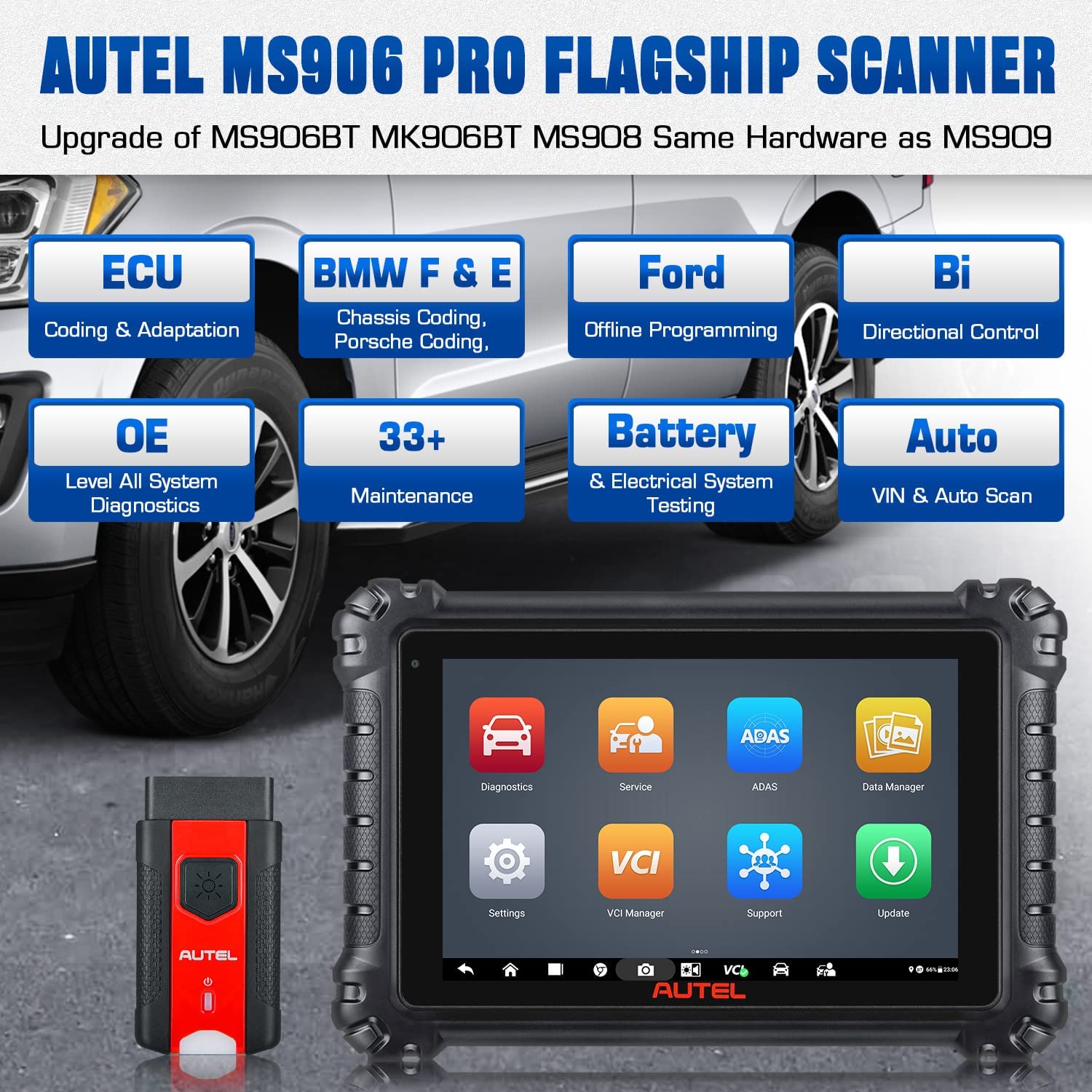 Autel MaxiSYS MS906 Pro-TS OBD2 Wi-Fi Diagnostic Scanner and TPMS Tool